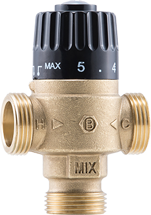 Трехходовой клапан термостатический Barberi 35-60°С DN25, G 1" M, Kvs 1.8 (P10A25000)