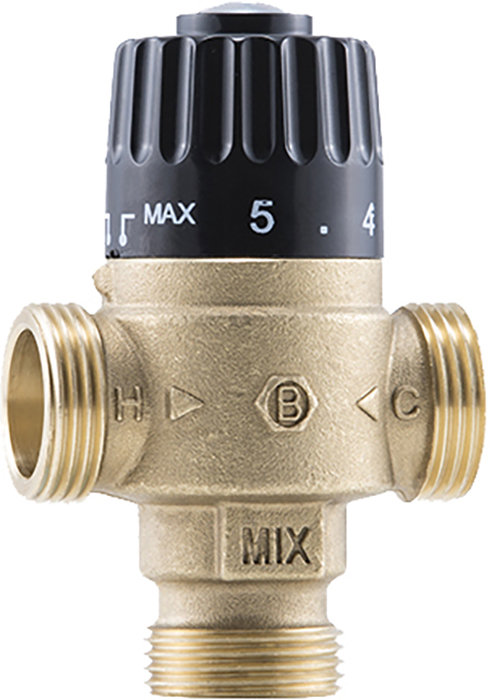 Трехходовой клапан термостатический Barberi 35-60°С DN25, G 1" M, Kvs 2.3 (P11A25000)