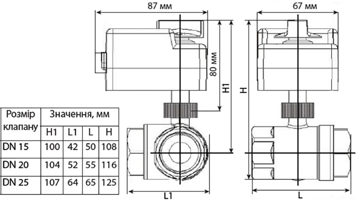 Tervix DN15, 1/2" (202012) Габаритные размеры