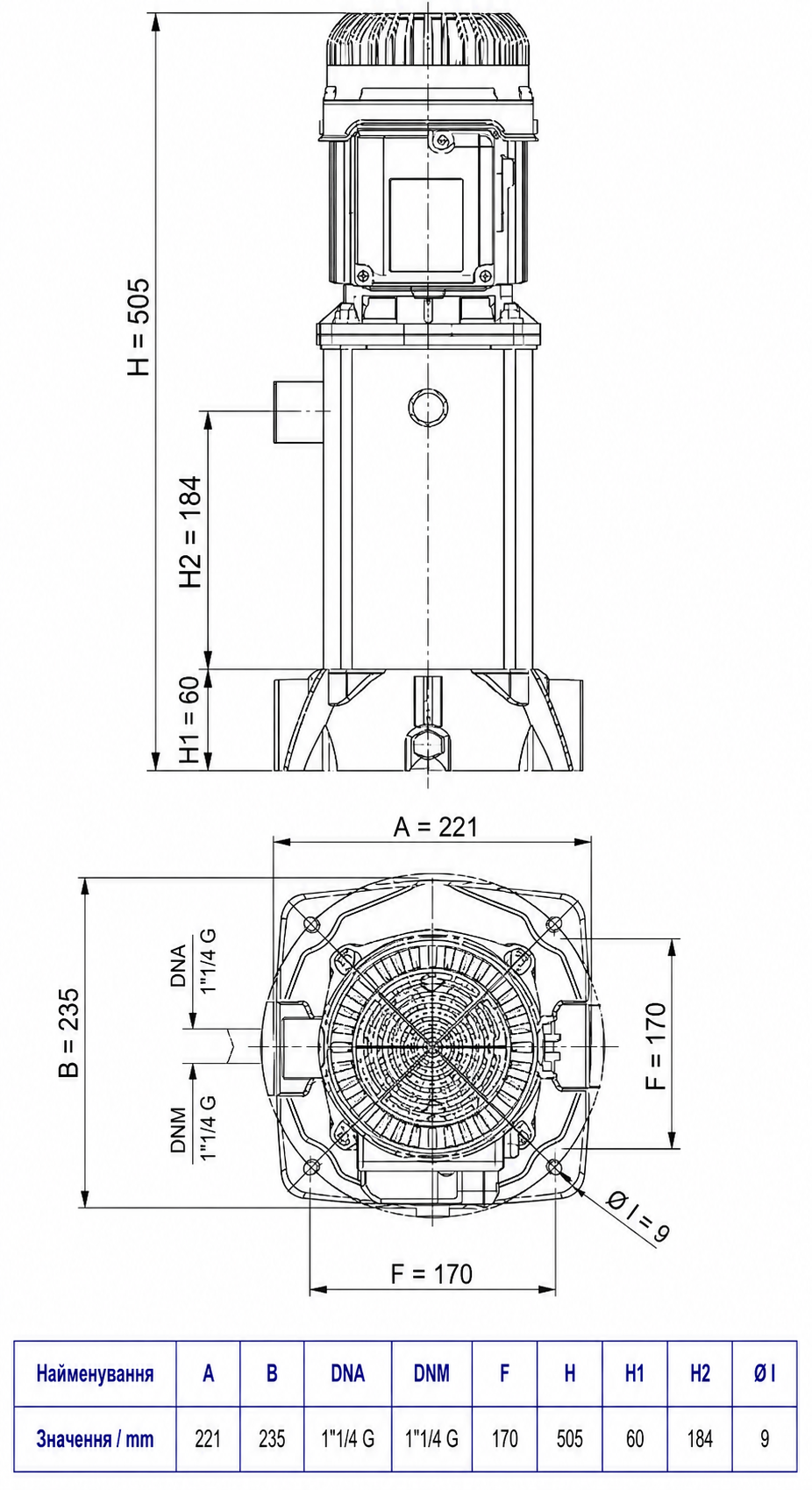 DAB KVCX 30/80 M (60183678) Габаритні розміри