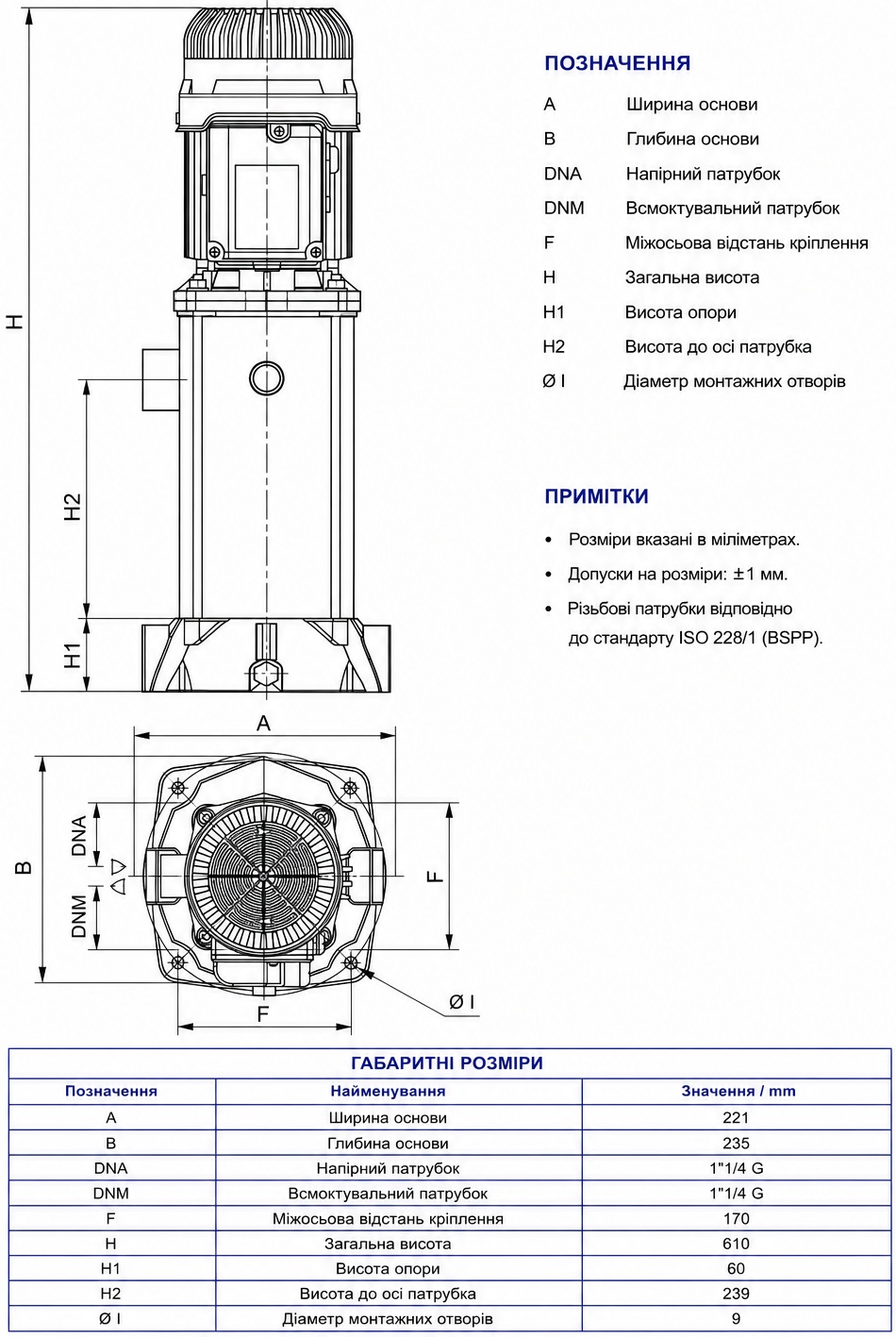 DAB KVCX 60/120 T (60179856) Габаритні розміри