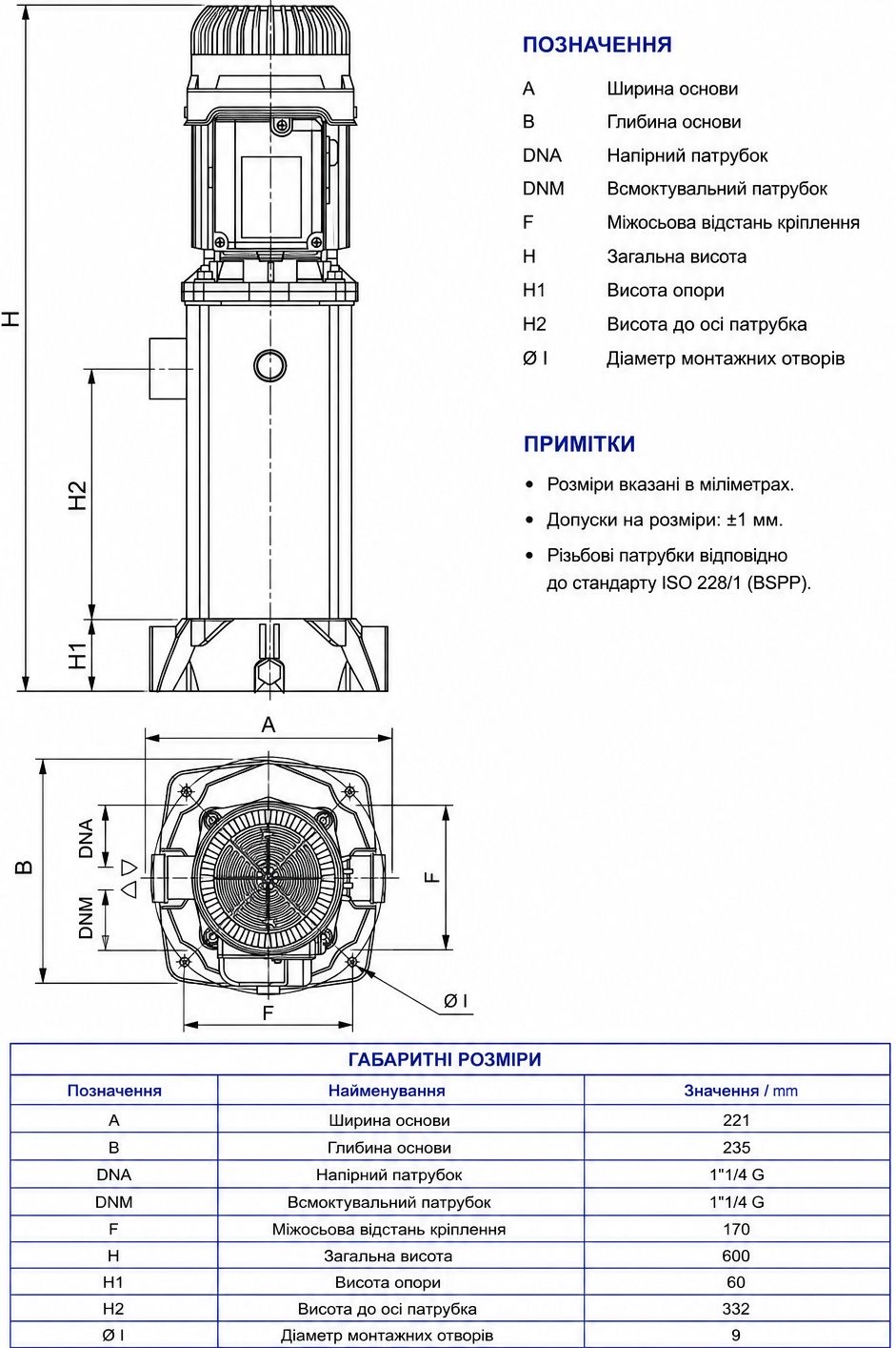 DAB KVCX 65/50 T (60179919) Габаритні розміри