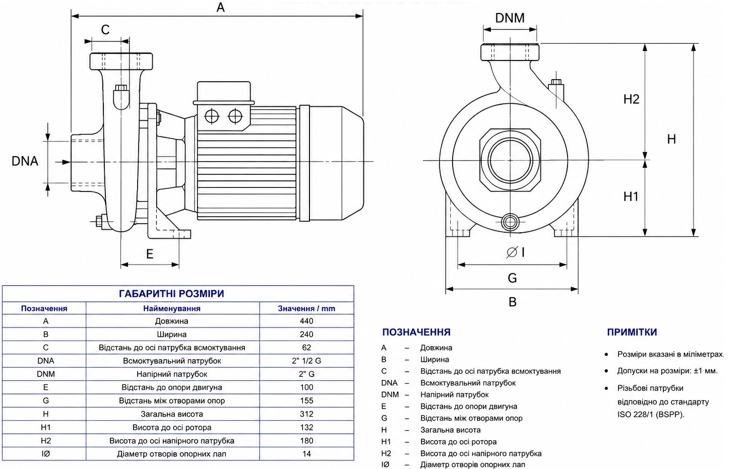 DAB K 18/500 T (60179380) Габаритные размеры