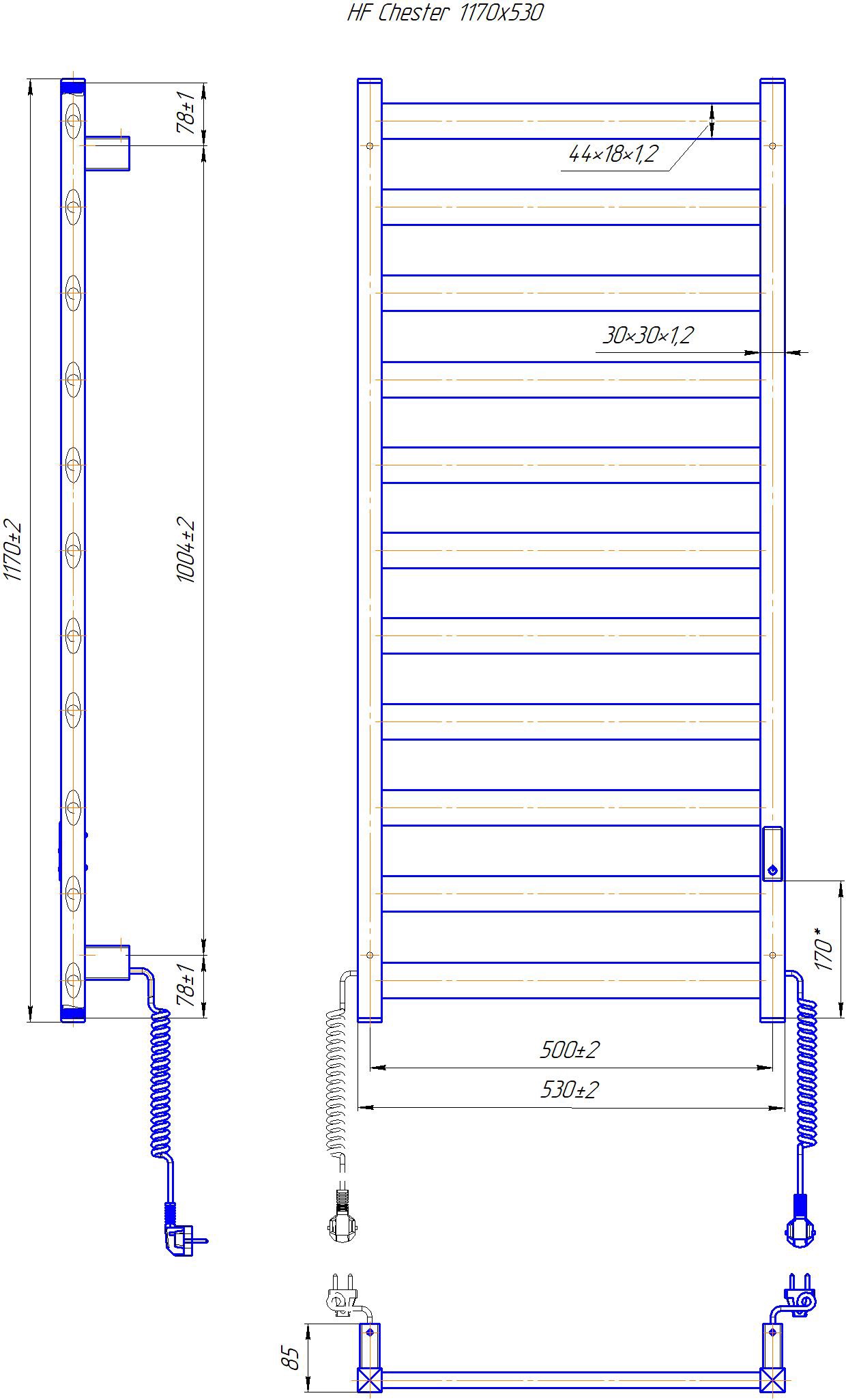 Mario HF Chester 1170x530 TR 4.0 (3.16.053346.WM) Габаритні розміри