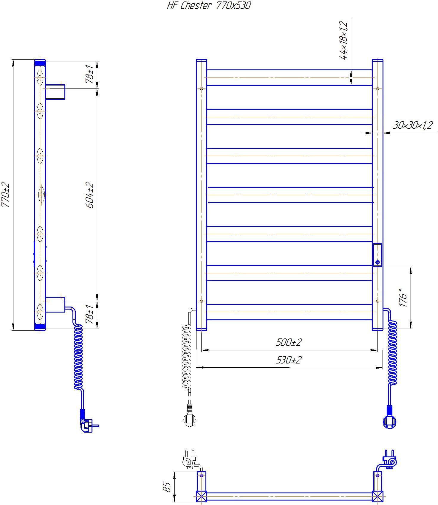 Mario HF Chester 770x530 TR 4.0 (3.16.053345.BM) Габаритні розміри