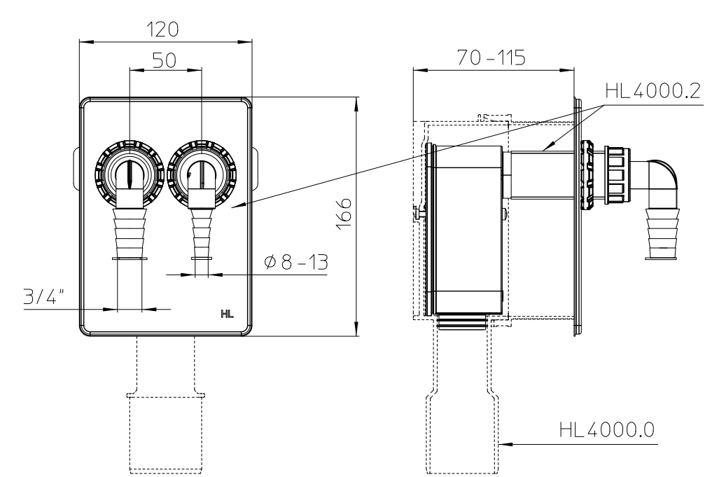 Hutterer&Lechner HL4000.0+HL4000.2 (для сьтральной+сушильной машины) Габаритные размеры