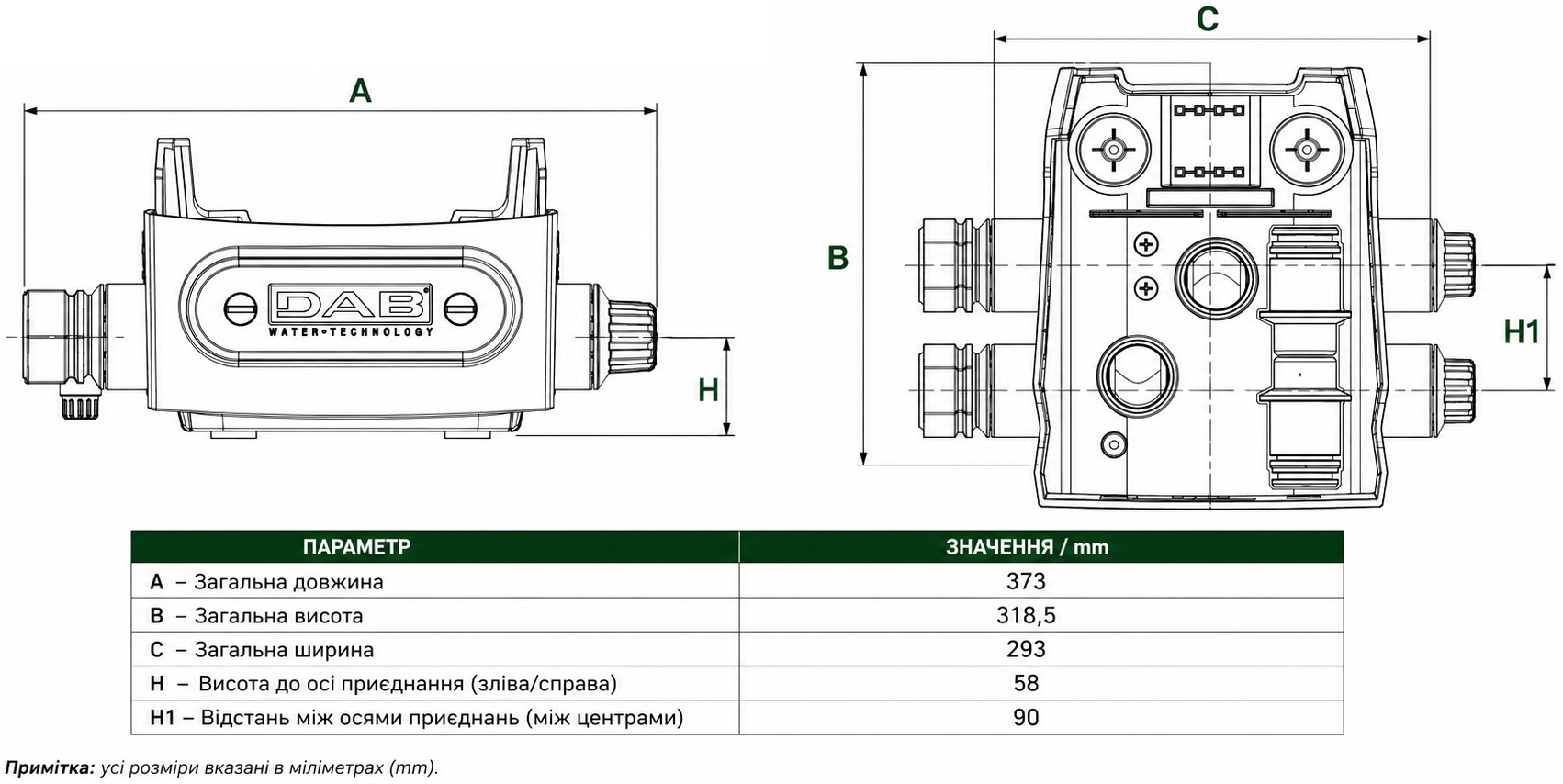 DAB EsyDock (60147247) Габаритні розміри