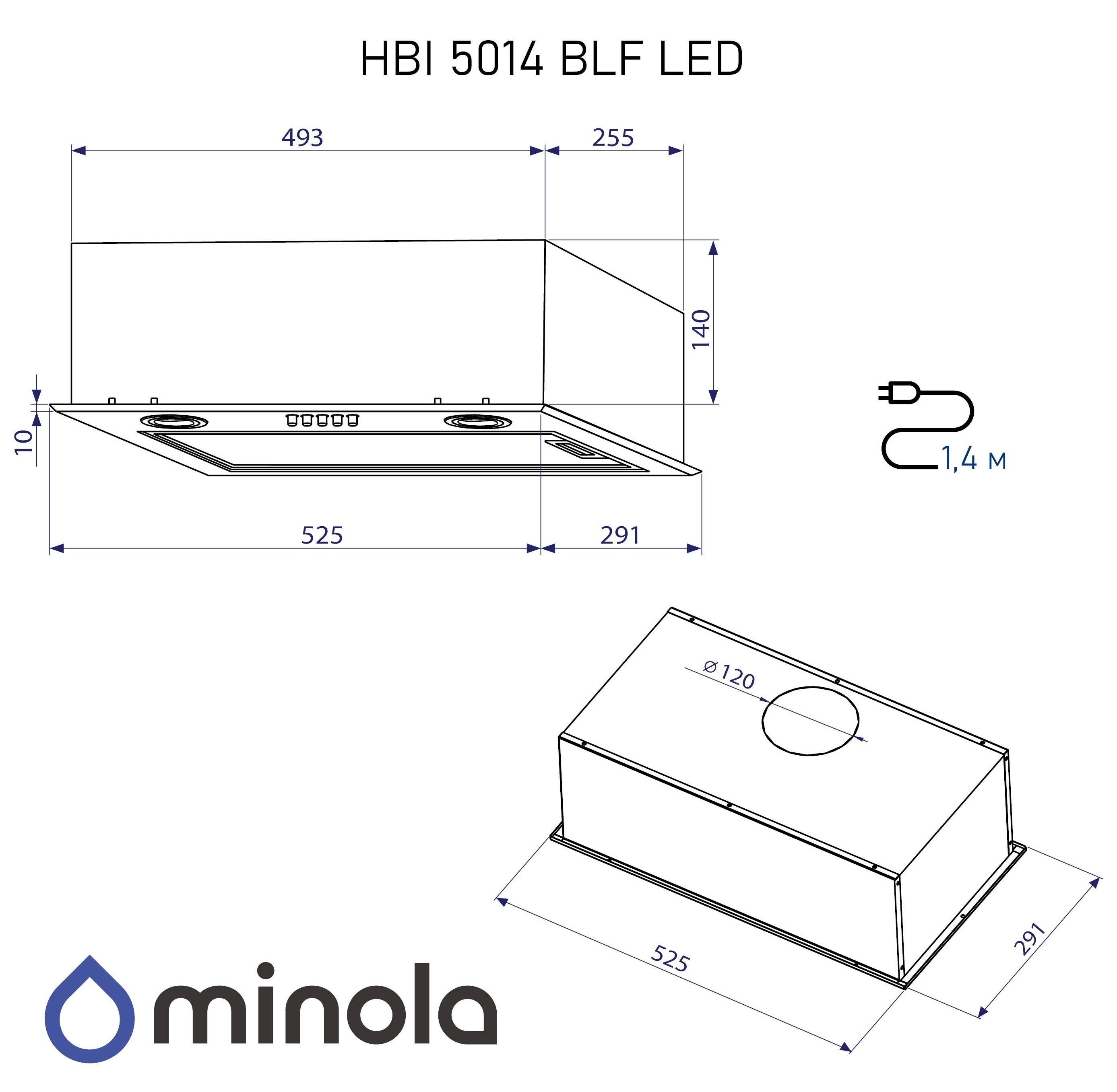 Minola HBI 5014 BLF Led Габаритні розміри