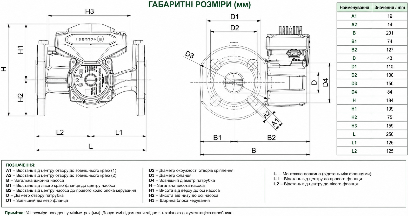 DAB Evoplus Lite 120/250-F40 (60218214) Габаритні розміри