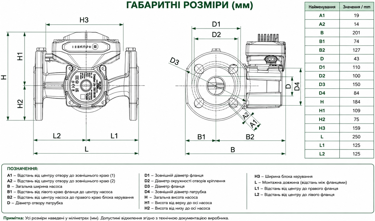 DAB Evoplus Lite 80/250-F40 (60218213) Габаритні розміри