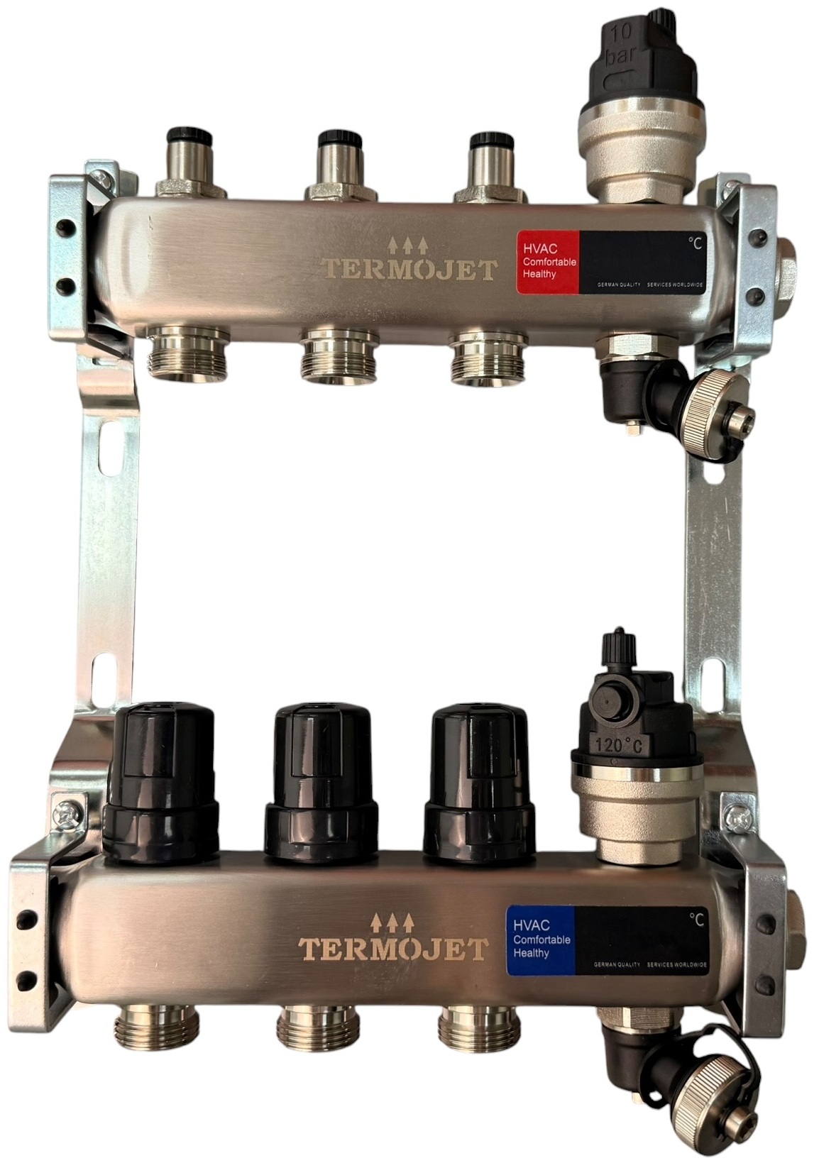 Коллектор с кранами Termojet 1" x 3/4" на 3 контура (TJ-R-W-03)