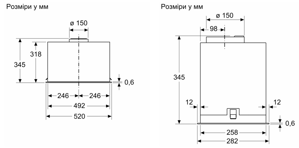 Bosch DLN56AC60 Габаритные размеры