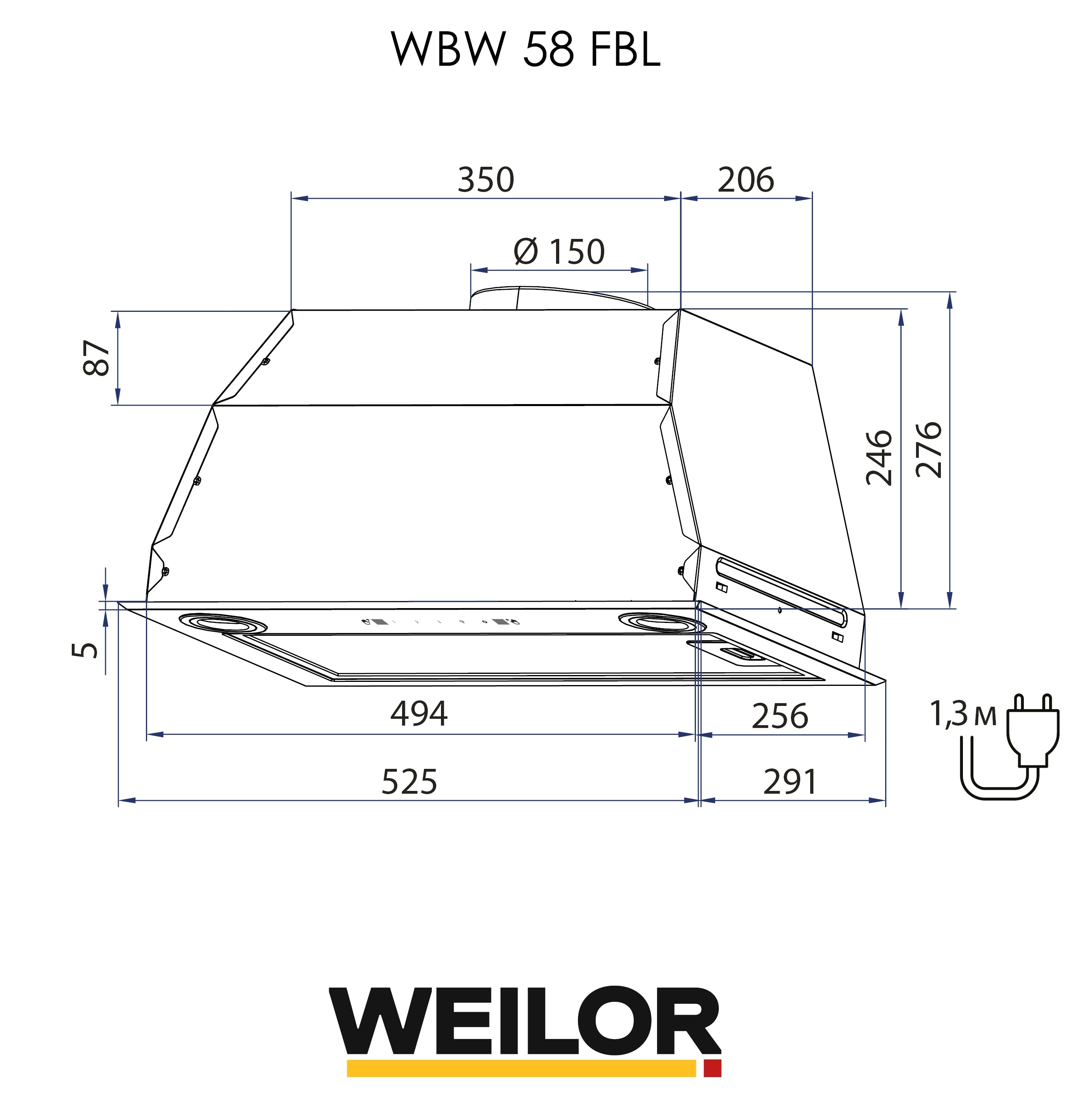 Weilor WBW 58 FBL Габаритні розміри