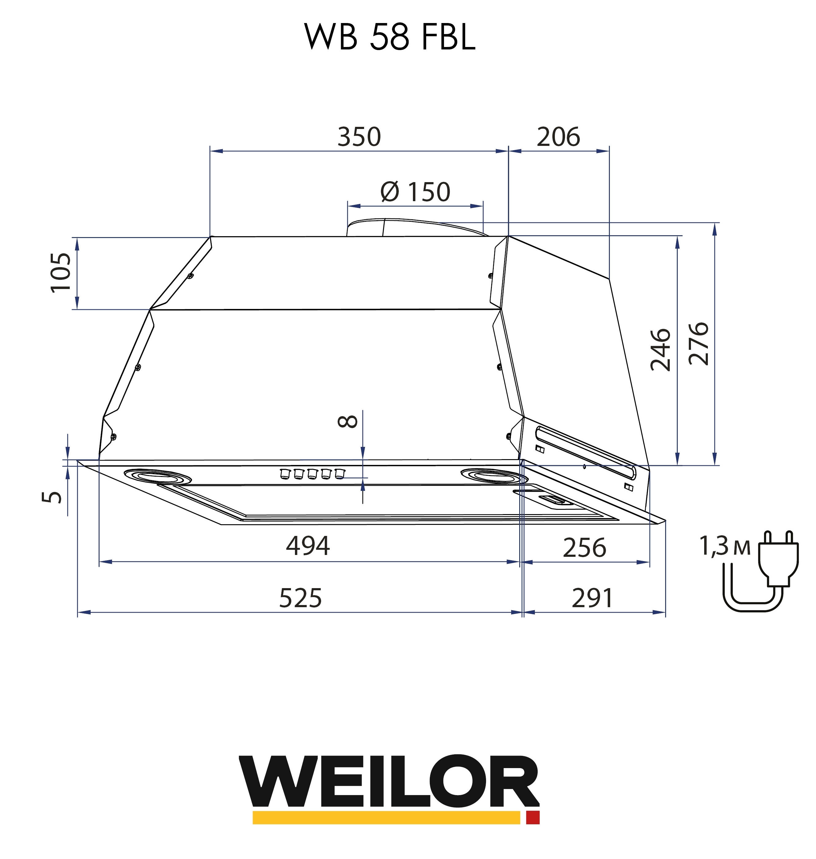 Weilor WB 58 FBL Габаритные размеры