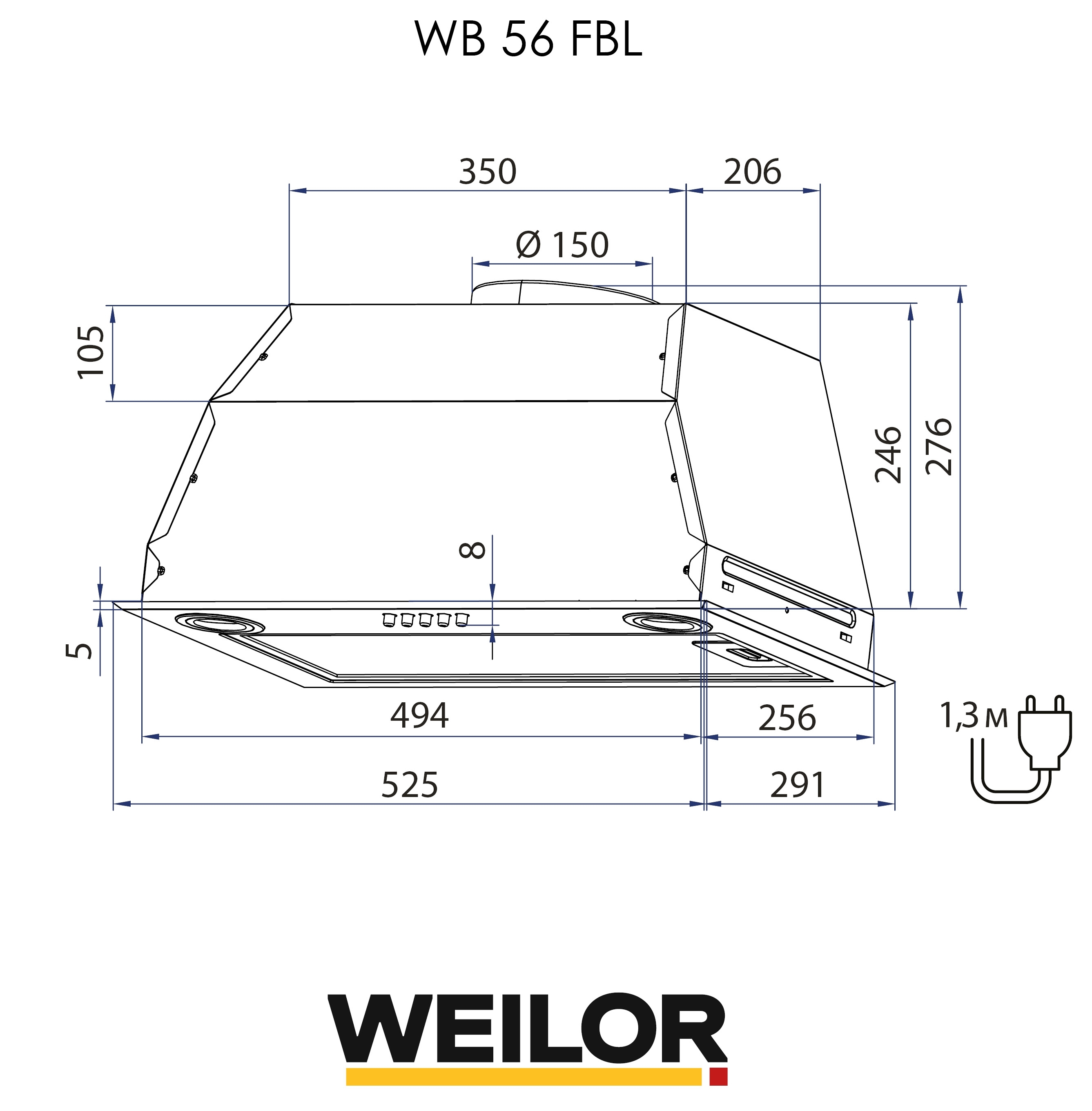 Weilor WB 56 FBL Габаритные размеры