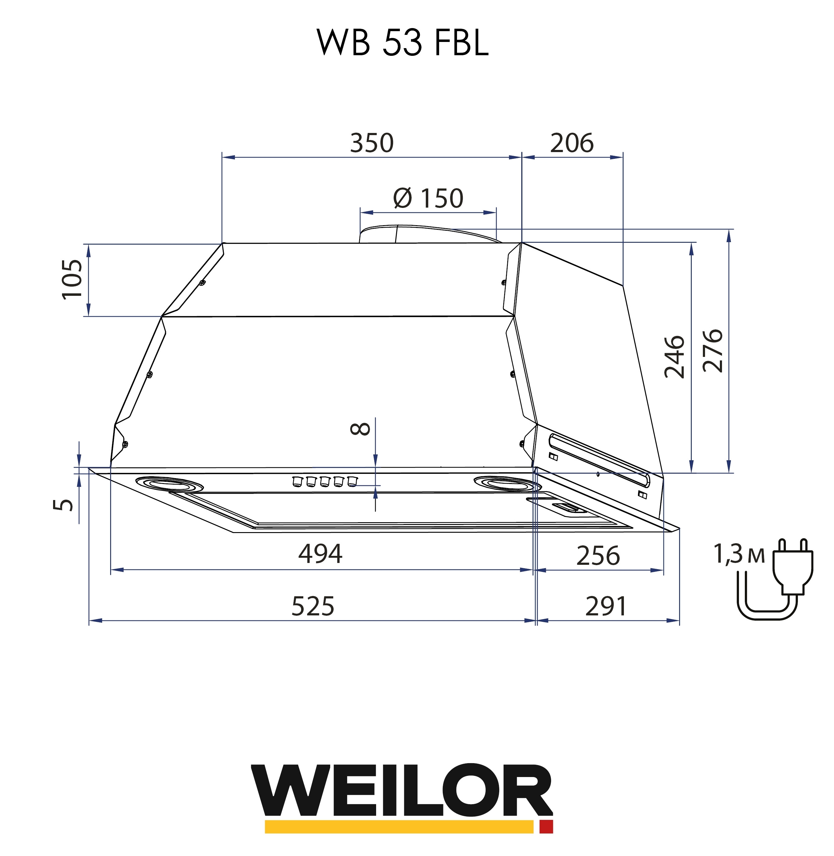 Weilor WB 53 FBL Габаритные размеры
