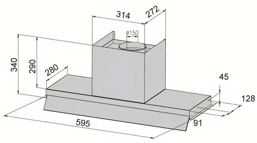 Ventolux Puntolux 60 BK/BG (1200) TRC Габаритные размеры