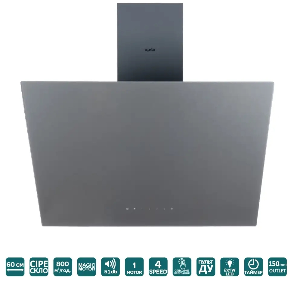 Кухонная вытяжка Ventolux Mirror 60 GRS (800) TRC MM цена 7499 грн - фотография 2