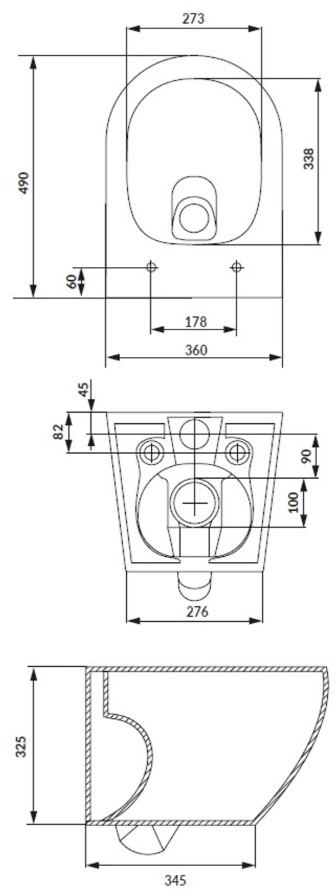 Cersanit Desse Vortex (SZCZ1003790001) Уценка Габаритные размеры