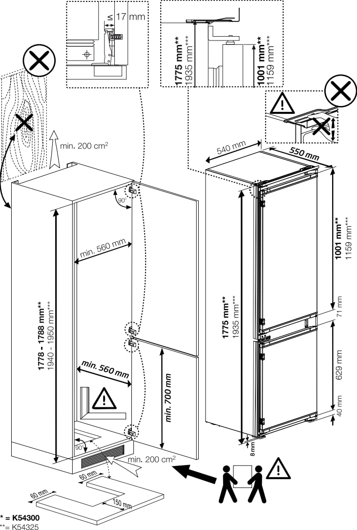 Beko B5BCNA325HS Габаритные размеры