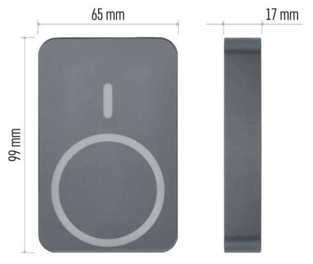 Emos B0551GY MagSafe 10000 mAh 20W Габаритные размеры