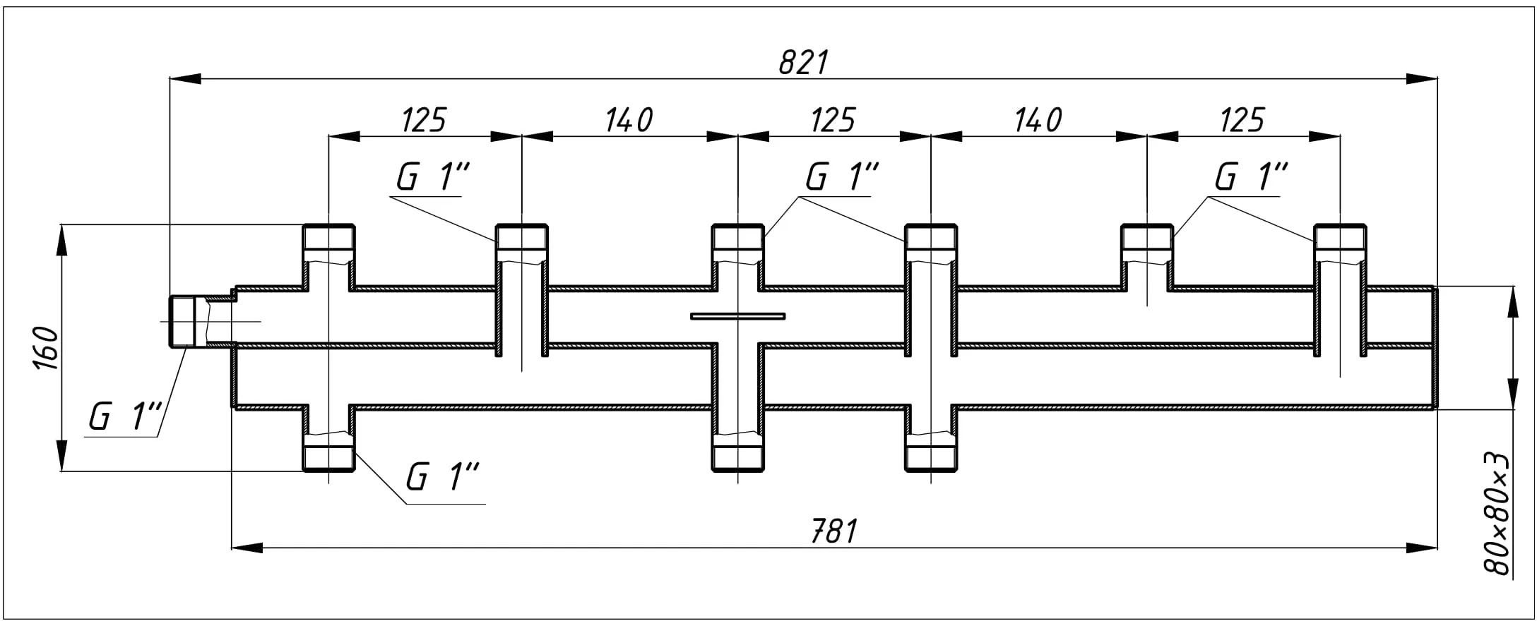Termojet К41ВН.125(100) 3 вверх + 1 вниз (84040492) Габаритные размеры