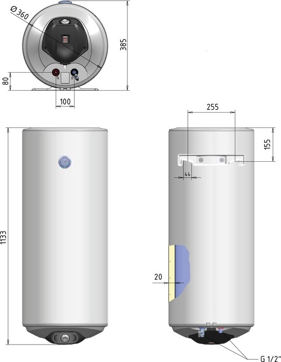 Thermo Alliance Spectra SV0803620WS slim Габаритные размеры