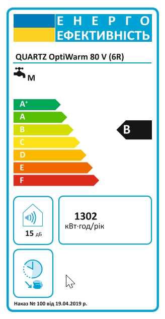Quartz OptiWarm 80 V (6R) Класс энергоэффективности
