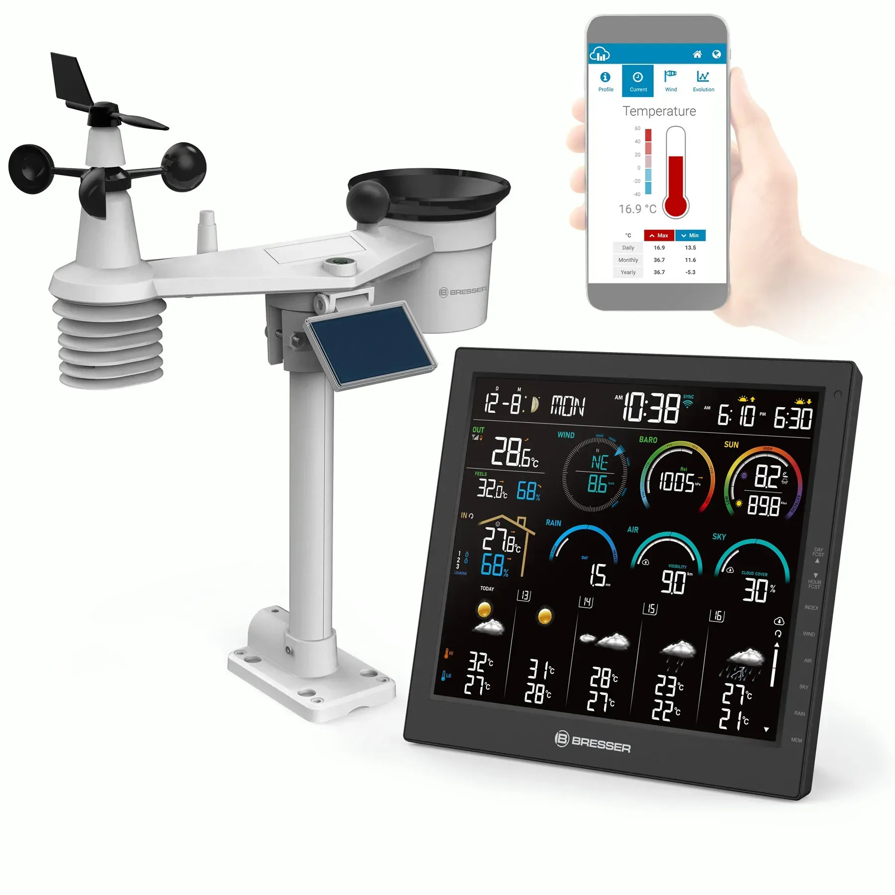 Метеостанция Bresser 4CAST 10" WiFi Weather Station 8-in-1 (15198)