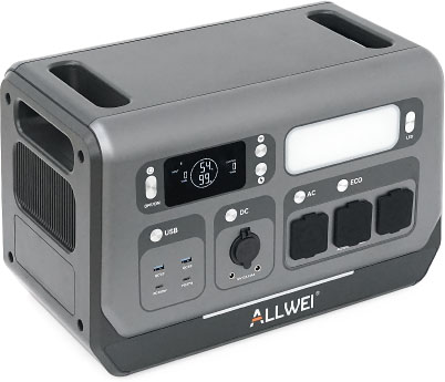 Портативна зарядна станція Allwei SGR-PPS2400-2PRO+BAT, 2400Вт / 4096Вт*год зовнішній вигляд - фото 9