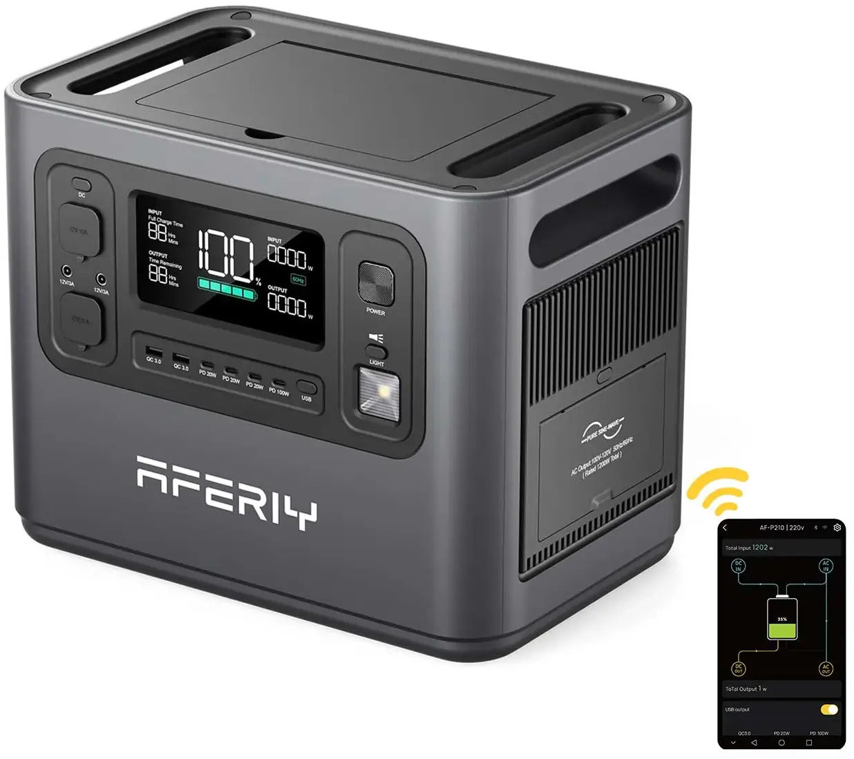 Портативна зарядна станція Aferiy AF-P210, 2400Вт / 2048Вт*год ціна 48400 грн - фотографія 2