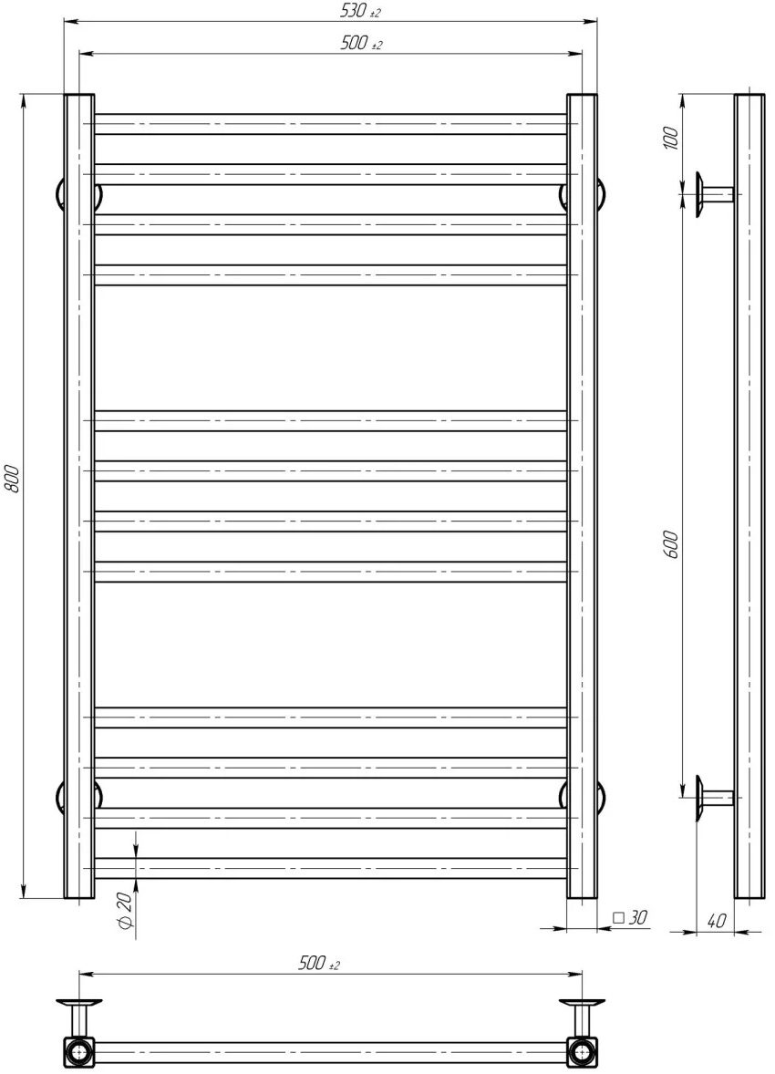 Deffi Lima П12 500x800, белый (A.LI.80.50.12.W.A) Габаритные размеры