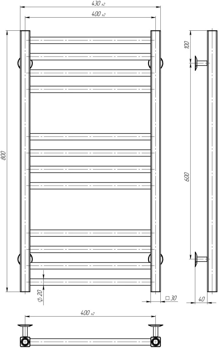 Deffi Lima П12 400x800, черный, JD04, левое подключение (A.LI.80.40.12.E.B.L.2) Габаритные размеры