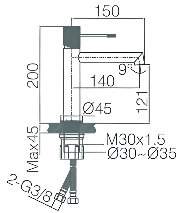 Imex Line Matt Grey/Champagne BDD038-1GC Габаритные размеры