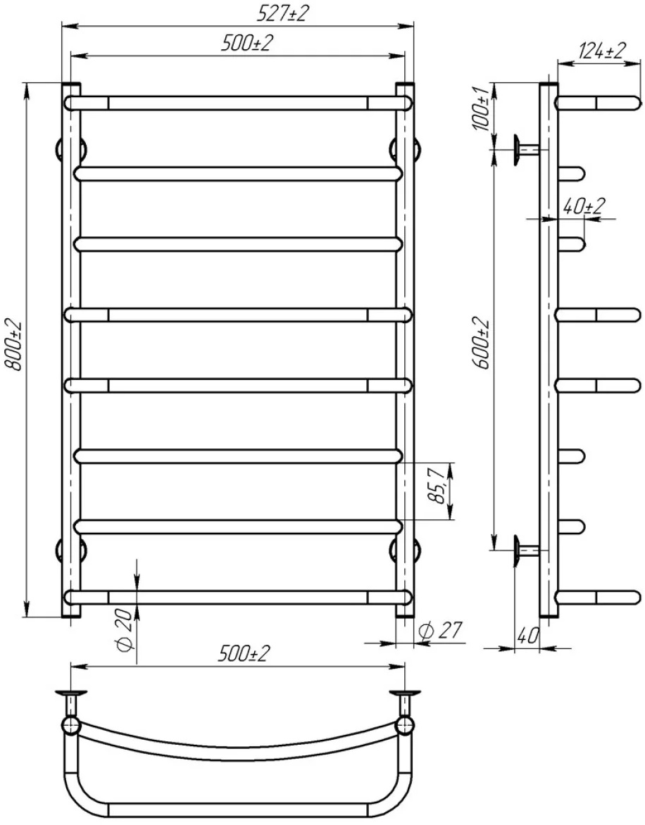 Deffi Аквамикс П8 500x800, черный, WD03, левое подключение (D.AM.80.50.8.E.B.L.3) Габаритные размеры