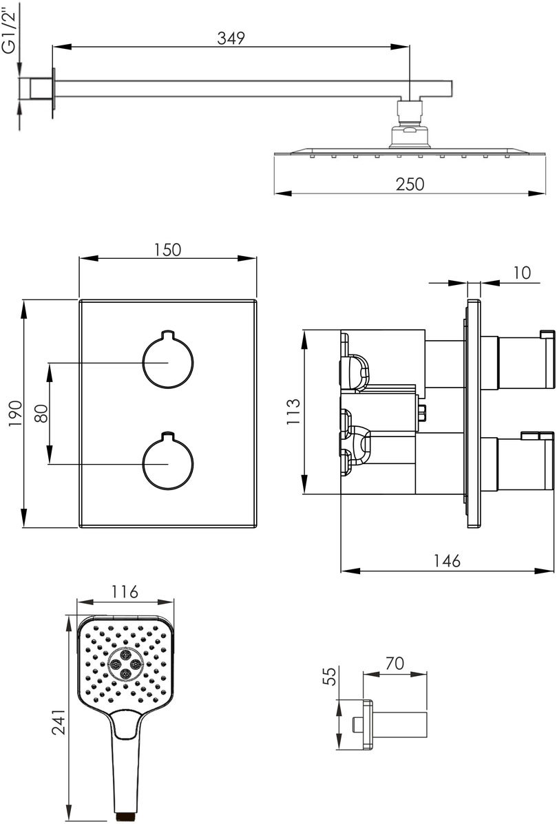 Imprese Judit t04810810SQC Габаритные размеры