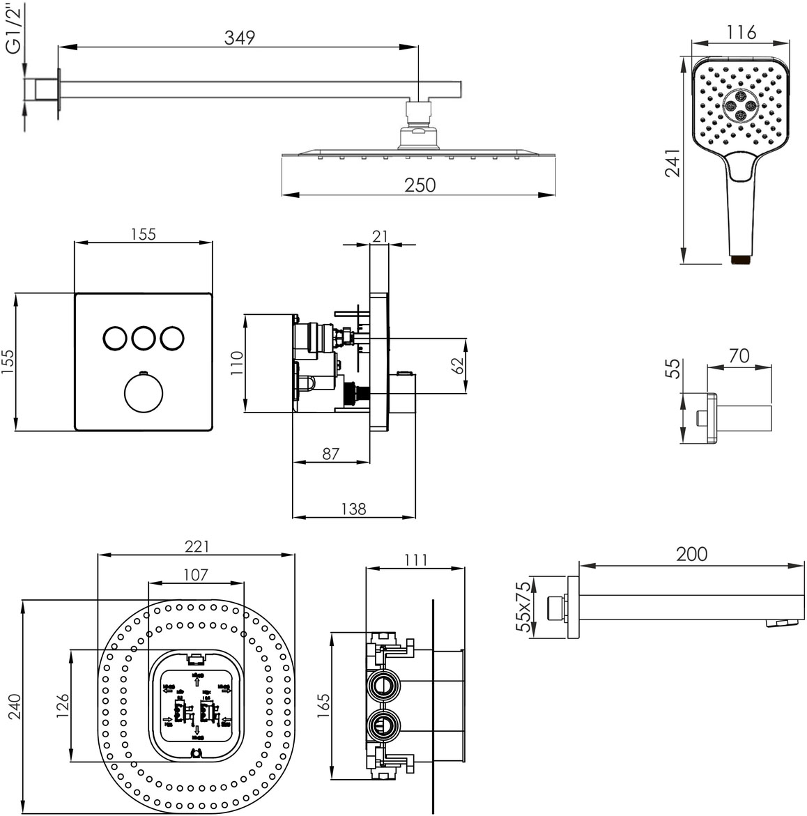 Imprese Judit t04810810SBC Габаритные размеры