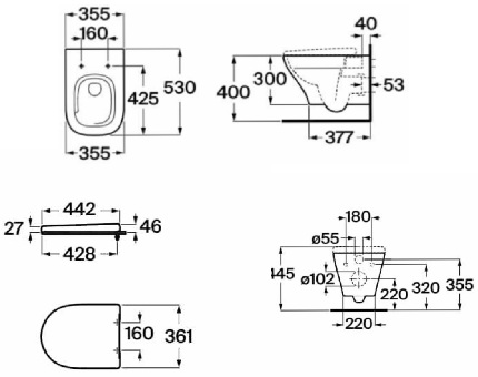 Grohe Rapid SL 3 в 1 (A34HC10000+38772001) Габаритные размеры