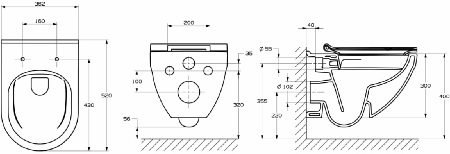 Grohe Rapid SL 3 в 1 (A34H138000+38772001) Габаритные размеры