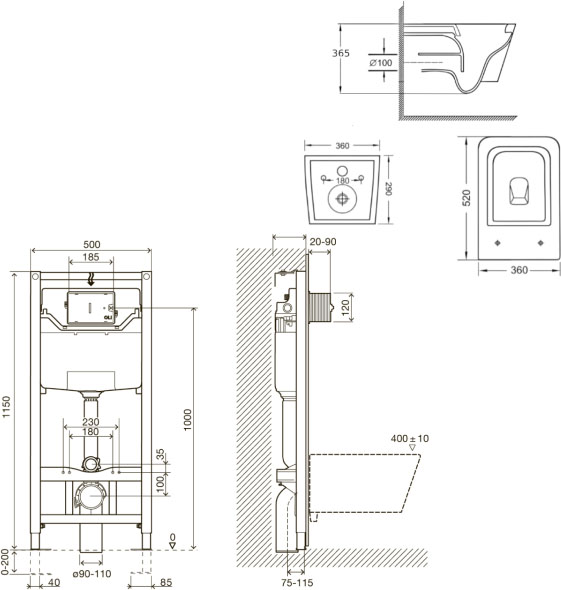 Imprese Bilovec c06809303+i8120C Габаритные размеры
