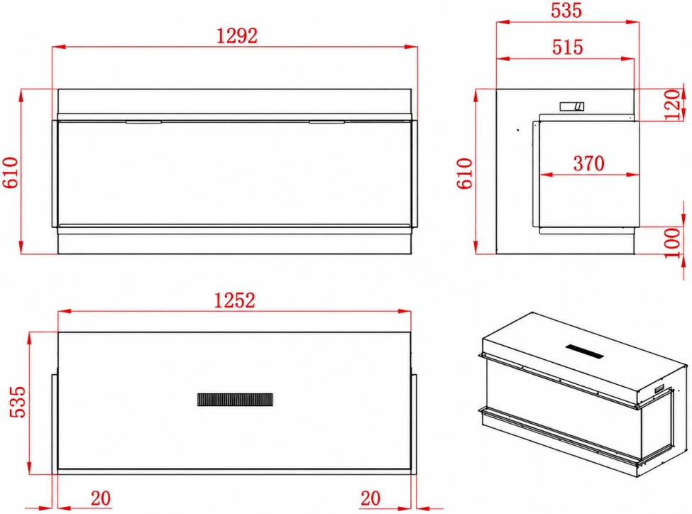 Royal Holographic TS 50 H LCD Wi-Fi (TS50H-LCD) Габаритні розміри