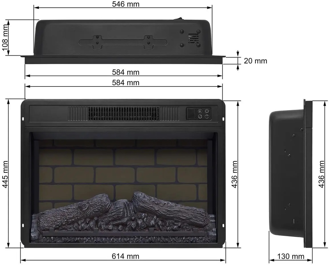 ArtiFlame AF23BS Габаритні розміри
