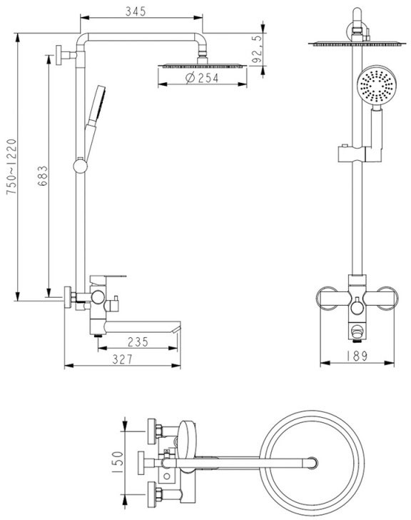 Lidz Aria 1033 LDARI1033NKS46109 Габаритные размеры