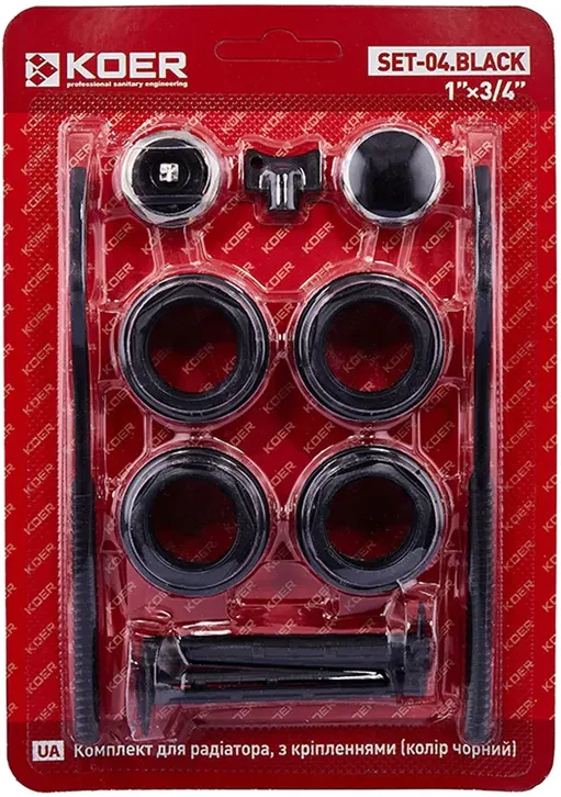 Монтажний комплект Koer SET-04.Black 3/4" з кріпленнями (KR5188)