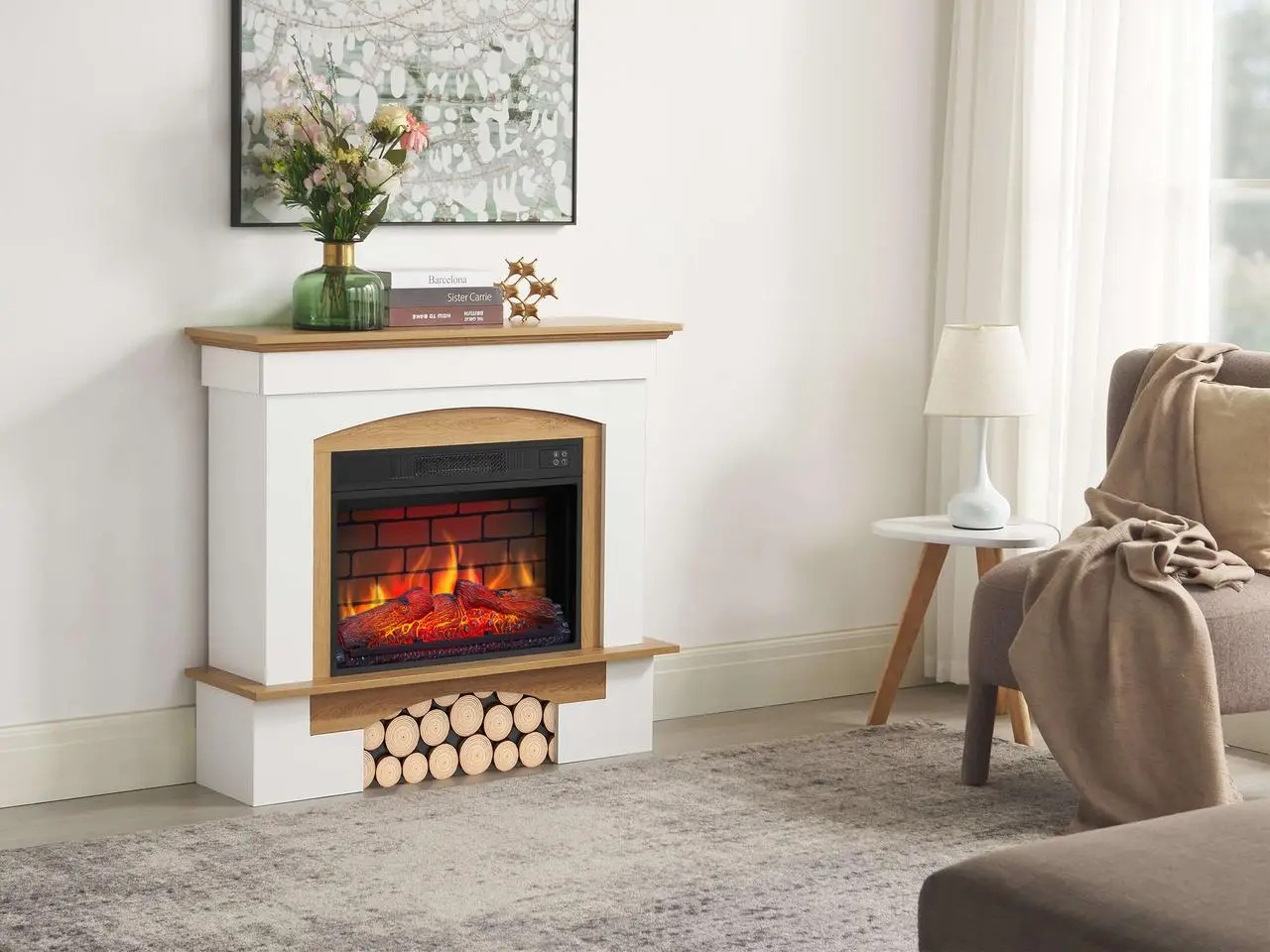 Каминокомплект ArtiFlame Woodley AF23BS белый/дуб натуральный отзывы - изображения 5
