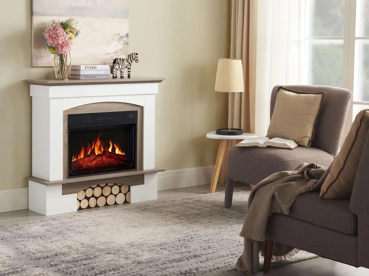 Каминокомплект ArtiFlame Woodley AF23S белый/дуб серый отзывы - изображения 5