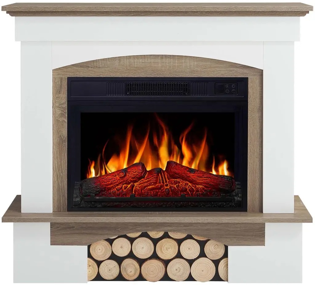 Каминокомплект ArtiFlame Woodley AF23S белый/дуб серый