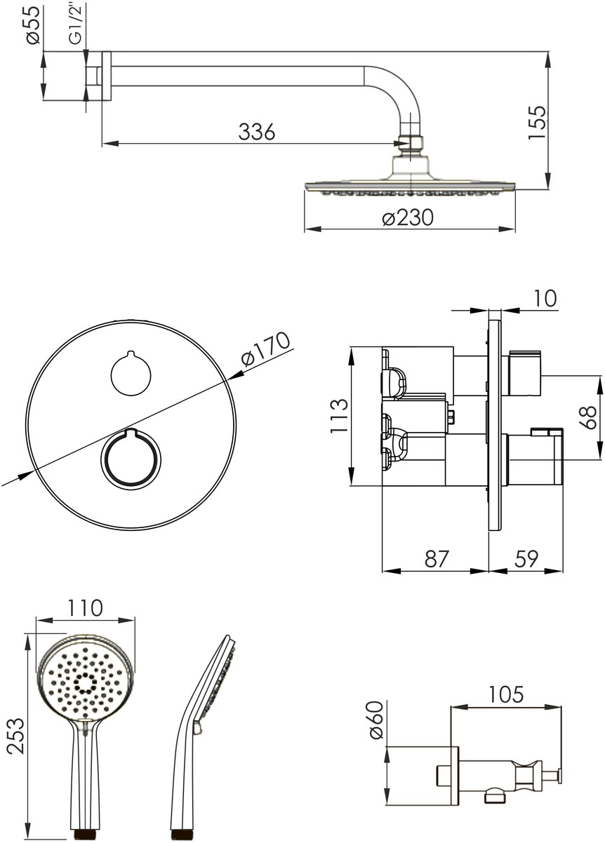 Imprese Kucera t04803410SRC Габаритные размеры