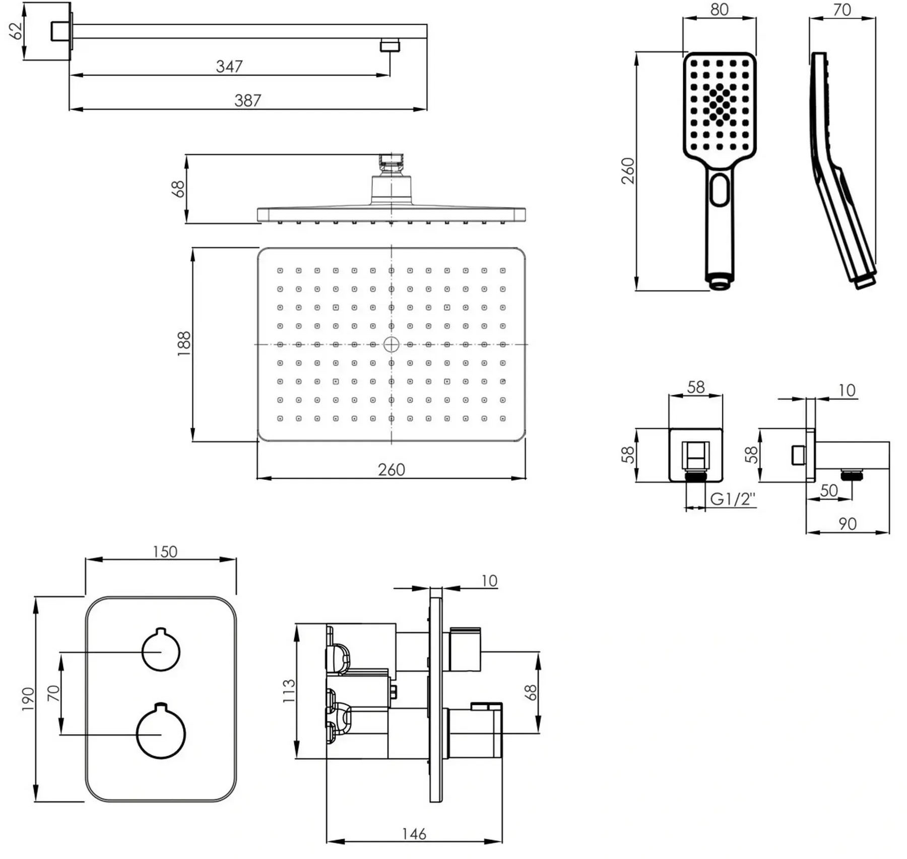 Imprese Bilovec t04800910SQС Габаритні розміри