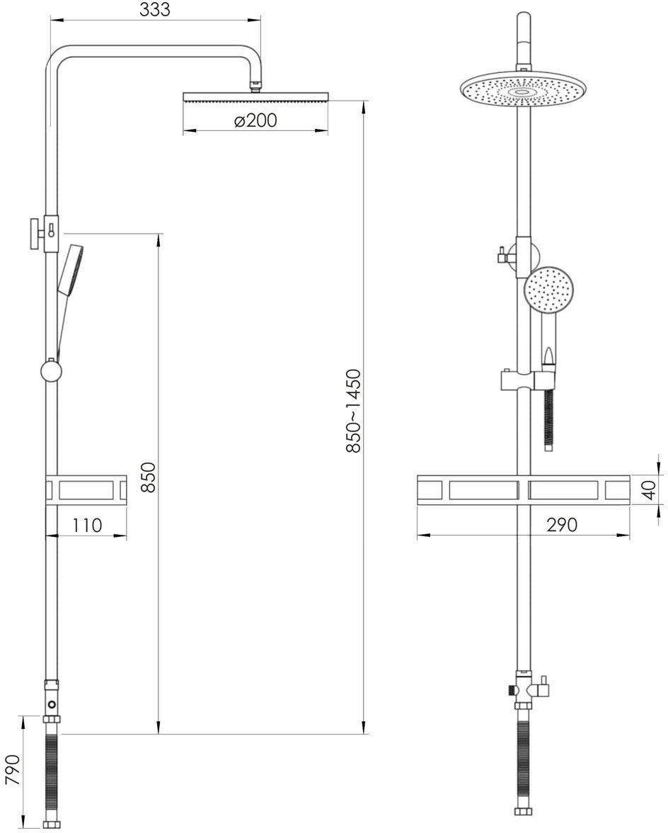 RJ Lux RJSP120-01CH Габаритні розміри